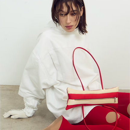 Patch Combined Bag, Red x Cream