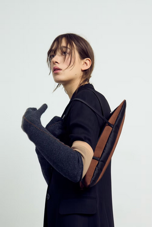 Long Stitch Gloves, Charcoal