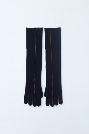 Long Stitch Gloves, Black