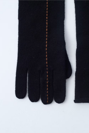 Long Stitch Gloves, Black