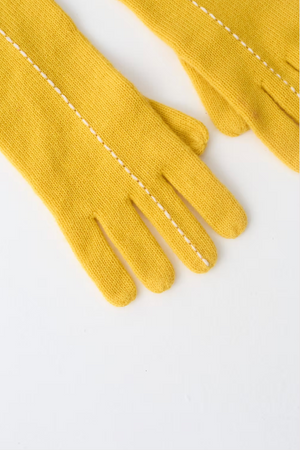 Short Stitch Gloves, Yellow