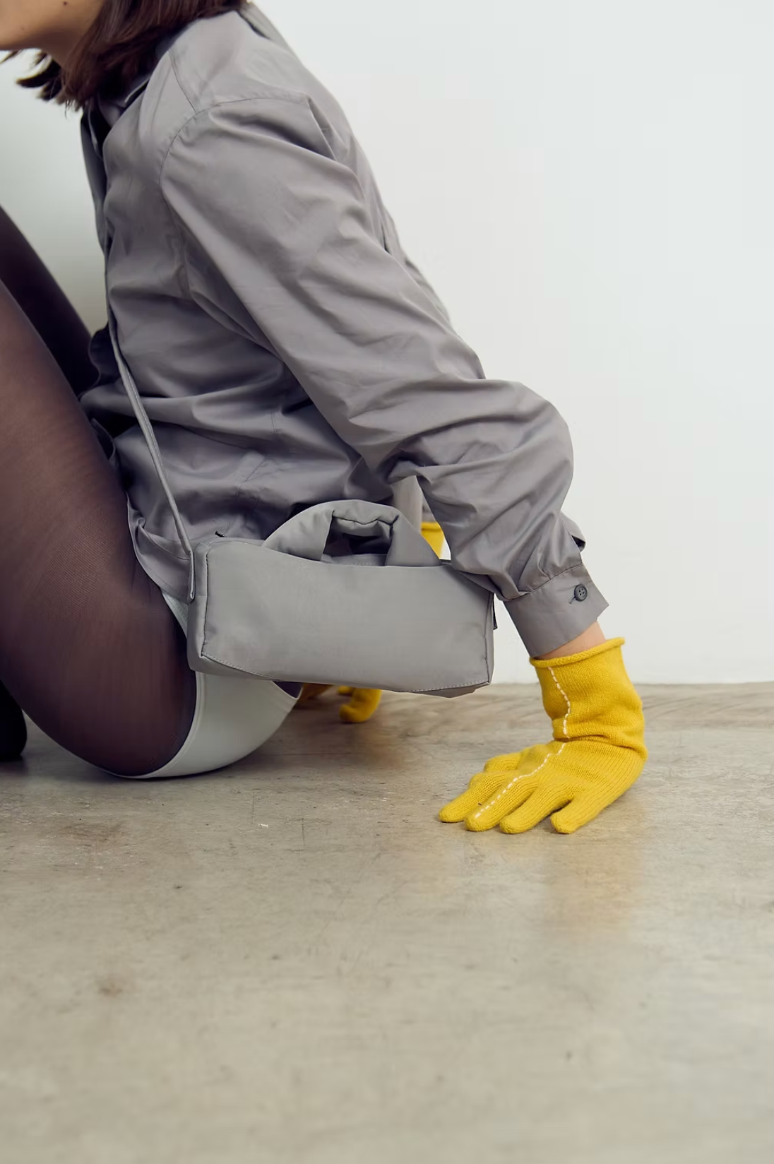 Short Stitch Gloves, Yellow