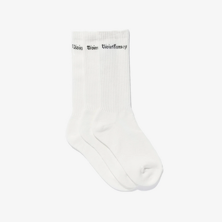 Sport Socks, White with Black Logo 3 Pack