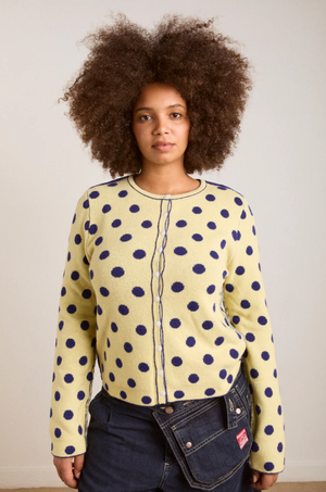 Tabitha Reversible Cardigan, Navy/Butter Spot