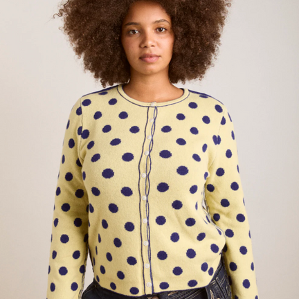 Tabitha Reversible Cardigan, Navy/Butter Spot