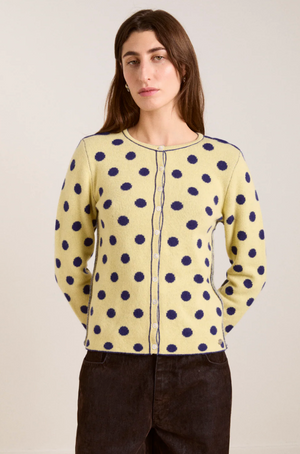 Tabitha Reversible Cardigan, Navy/Butter Spot