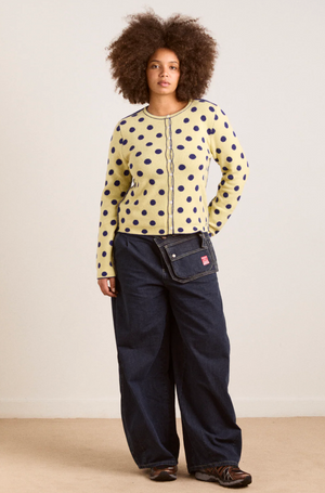 Tabitha Reversible Cardigan, Navy/Butter Spot