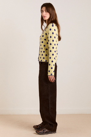 Tabitha Reversible Cardigan, Navy/Butter Spot