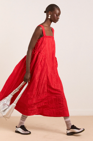 Elina Midi Dress Taffeta, Red