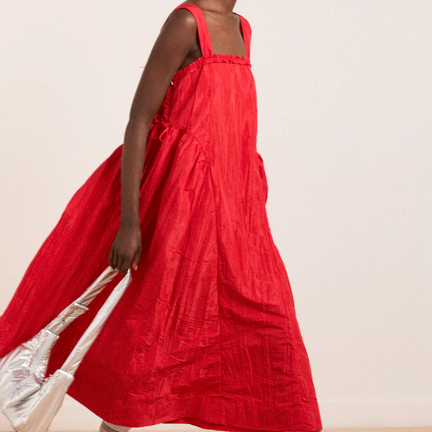Elina Midi Dress Taffeta, Red