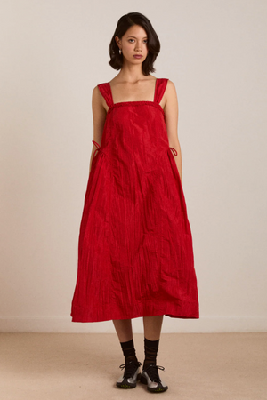 Elina Midi Dress Taffeta, Red