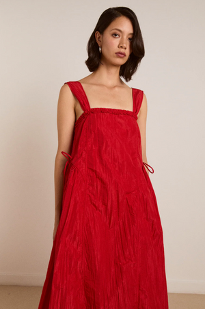 Elina Midi Dress Taffeta, Red