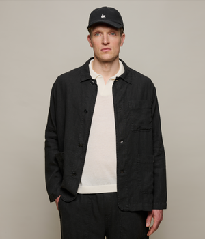 Worker's Linen Jacket, Deep Black