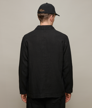 Worker's Linen Jacket, Deep Black
