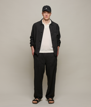 Worker's Linen Jacket, Deep Black
