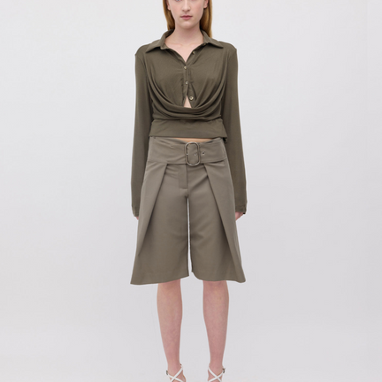Wide Belt Utility Shorts, Sage
