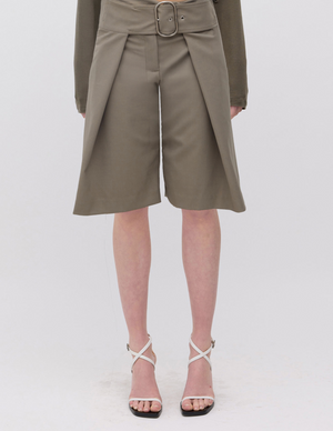 Wide Belt Utility Shorts, Sage