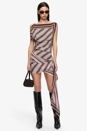 Evelyn Mini Dress, Geo Scarf Print