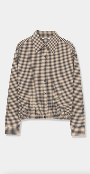 Checked Bomber Shirt, Black/Orange