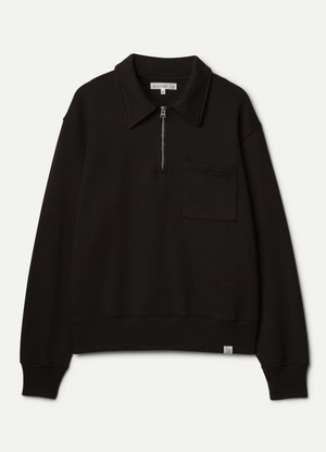 ZIP03.199 Authentic Fleece Polo Collared half Zip Sweatshirt, Espresso