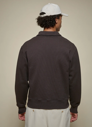 ZIP03.199 Authentic Fleece Polo Collared half Zip Sweatshirt, Espresso