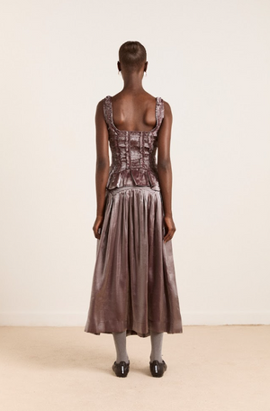 Layla Skirt Midi, Glass Satin
