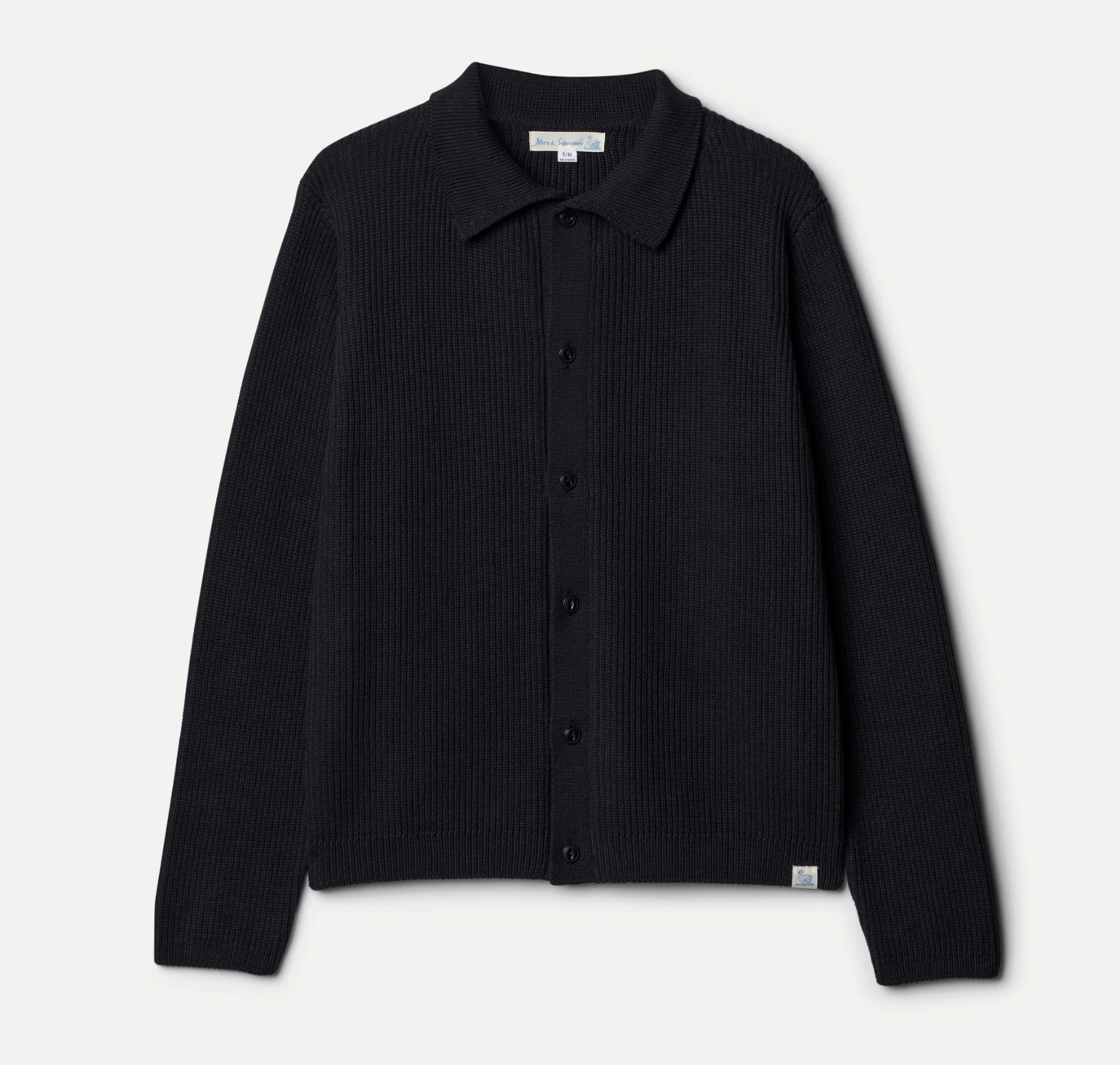 Ribbed Knit Organic Cotton Relaxed Fit Shirt, Deep Black