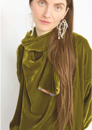 Shawly Sweater, Olive Silk Velvet