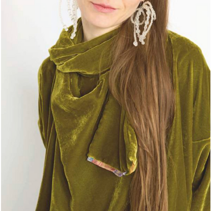 Shawly Sweater, Olive Silk Velvet