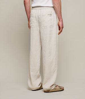 Worker's Linen Drawstring Pants, Light Stone