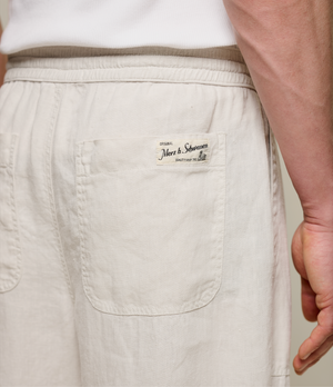 Worker's Linen Drawstring Pants, Light Stone