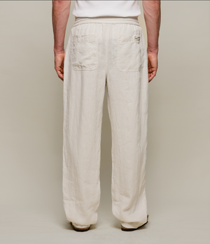 Worker's Linen Drawstring Pants, Light Stone