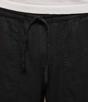 Worker's Linen Drawstring Pant, Deep Black