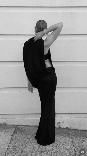 Fall Away Floor Length Dress, Onyx