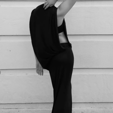 Fall Away Floor Length Dress, Onyx