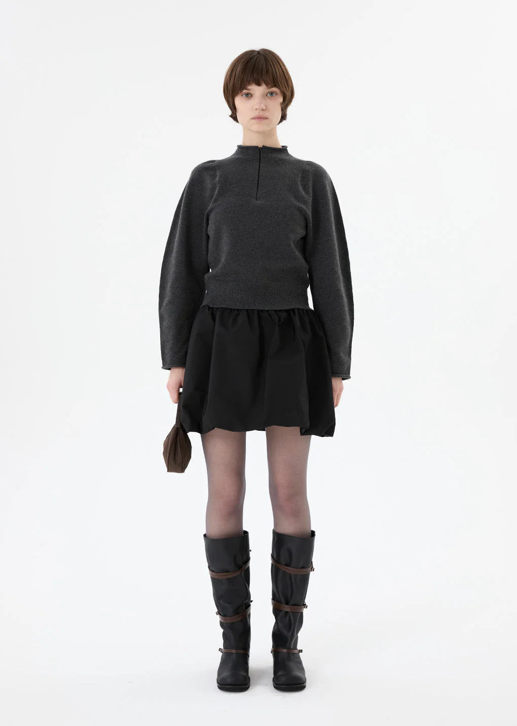 Taffeta Shirring Mini Skirt & Top
