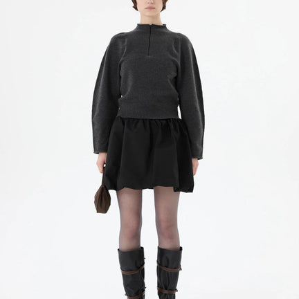 Taffeta Shirring Mini Skirt & Top