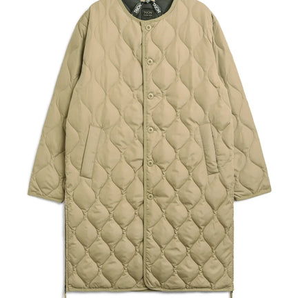 Military Crew Neck Down Long Jacket, Light Mocha