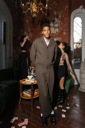 Wool Crop Jacket, Brown