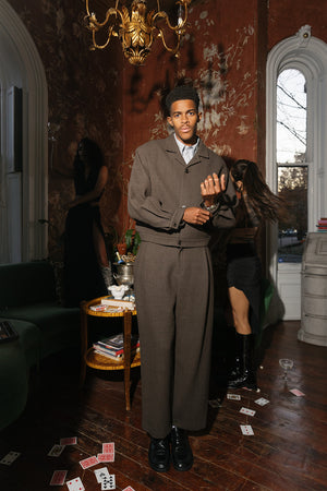 Wool Crop Jacket, Brown