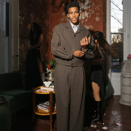 Wool Crop Jacket, Brown