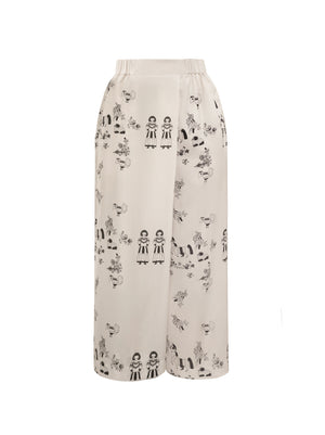 Vstyna Print Silk Pants, Ivory