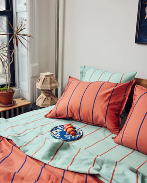 Terracotta Stripe Duvet Cover Set, Full/Queen