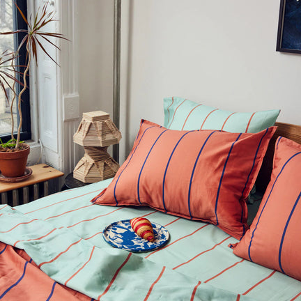 Terracotta Stripe Duvet Cover Set, Full/Queen