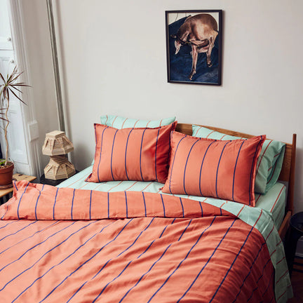 Terracotta Stripe Duvet Cover Set, King