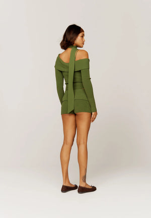 One Love Shoulder Rib Knit, Pine Green