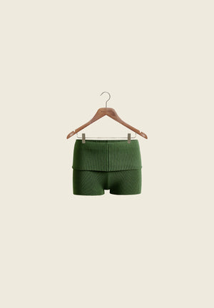 One Love Rib Hot Pants, Pine Green