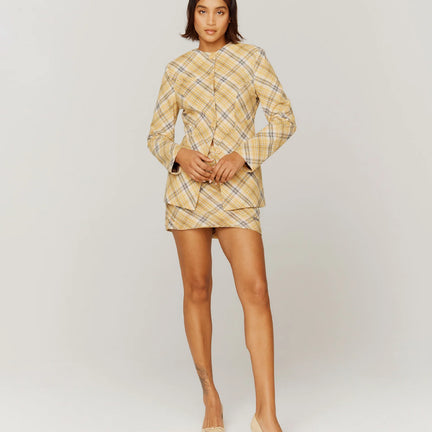 Bias Cut Skirt, Multi Check