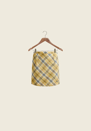 Bias Cut Skirt, Multi Check