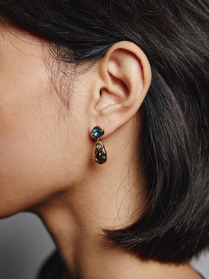 Avery Earrings Silver, Blue Topaz Smokey Quartz
